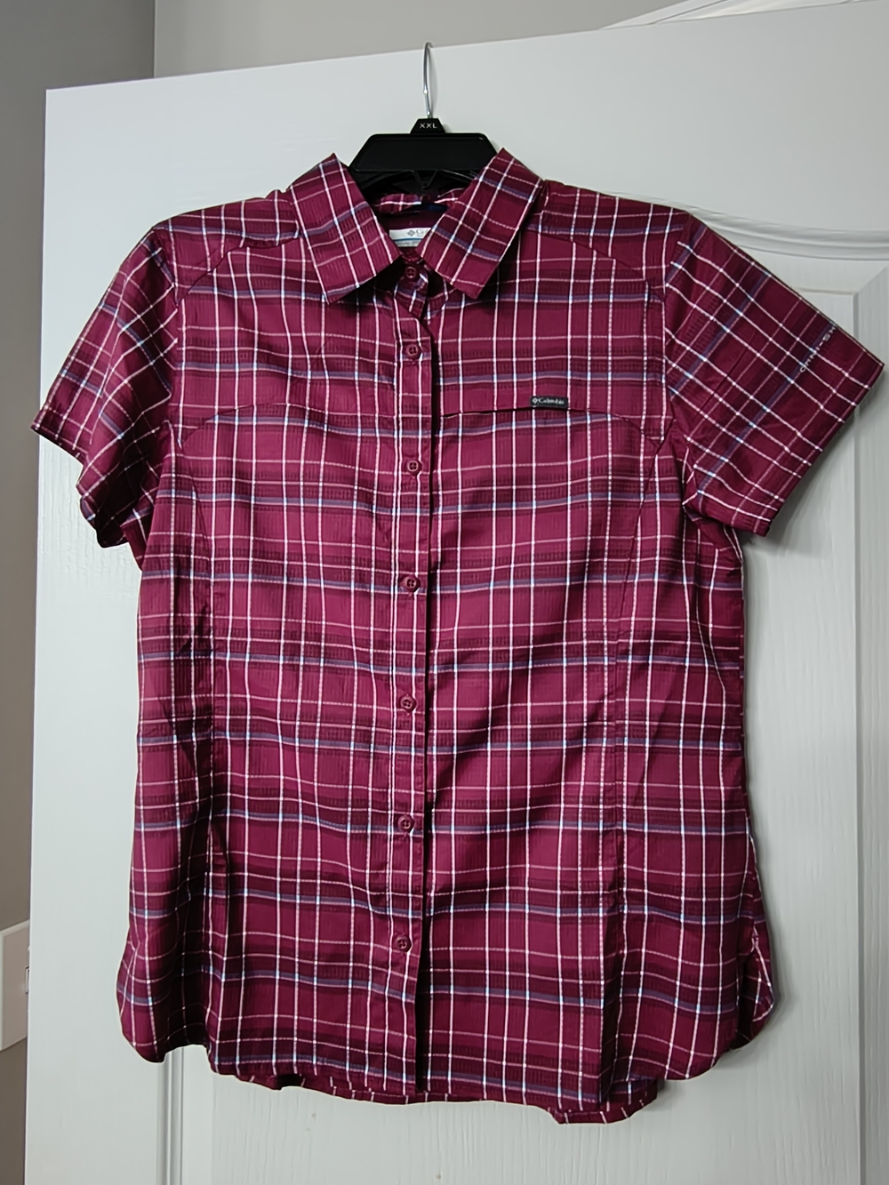 Columbia Women's Short-Sleeve Plaid Button-Up Shirt - Burgundy